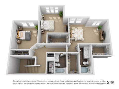 Floor plan for 3 beds, 2.5 baths, 2083 sqft