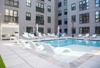 Pool with waterside loungers