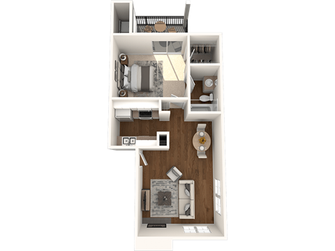 Floor plan for 1 bed, 1 bath, 650 sqft