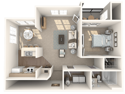 Floor plan for 1 bed, 1 bath, 948 sqft