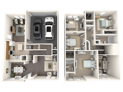 Floor plan for 4 beds, 2.5 baths, 1834 sqft