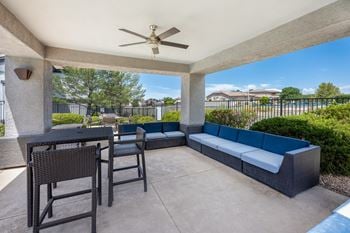 Pool-side covered lounge seating