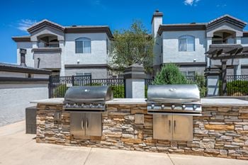 Outdoor gas grilling and dining area
