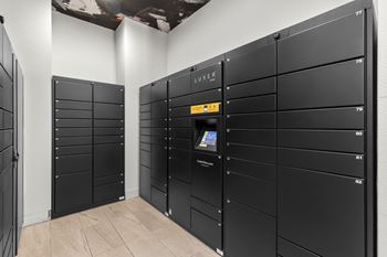 Mailroom with convenient package lockers