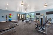 Tucson apartment for rent - A gym with a variety of equipment including weights and exercise machines.