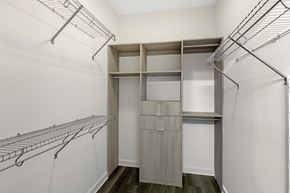 Chamblee apartment for rent - A walk-in closet with shelving and hanging space.