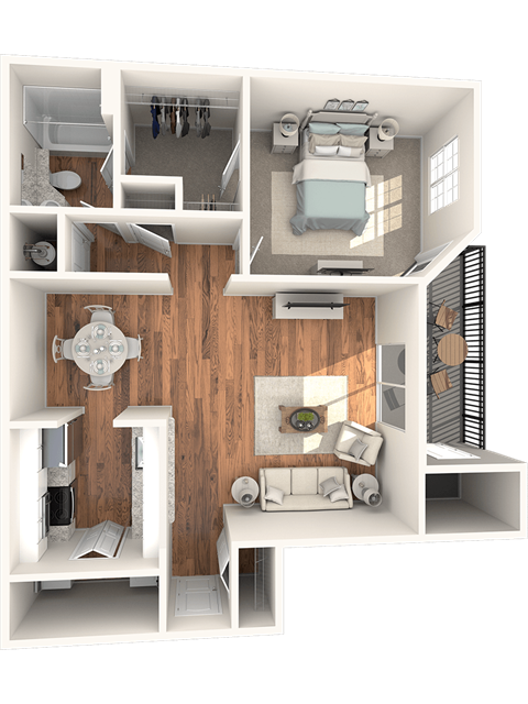 Floor plan for 1 bed, 1 bath, 850 sqft
