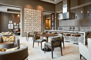 Charlotte apartment for rent - A modern dining room with a large table and chairs.