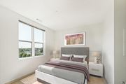 Waltham apartment for rent - a bedroom with a bed and two windows at The Merc, Waltham