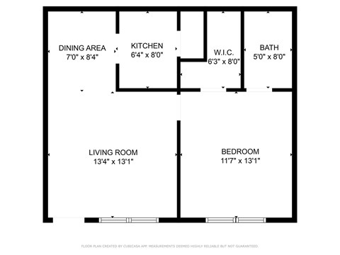 Floor plan for 1 bed, 1 bath, 575 sqft