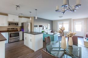 Regina apartment for rent - Interior wide shot of kitchen and dining area.