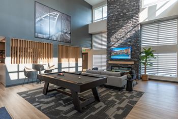 Clubhouse with tv and fireplace 