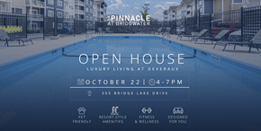 Winnipeg apartment for rent - A promotional image for Pinnacle at Bridgewater, advertising an open house event.