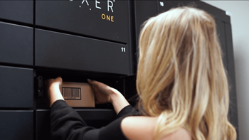 A woman pulling a box 