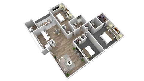 Floor plan for 3 beds, 1.5 baths, 1063 sqft
