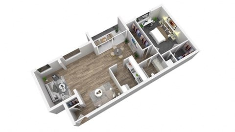 Floor plan for 1 bed, 1 bath, 913 sqft