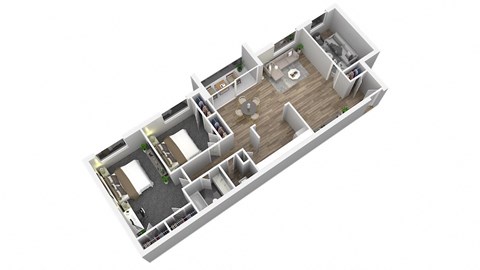 Floor plan for 2 beds, 1 bath, 1120 sqft