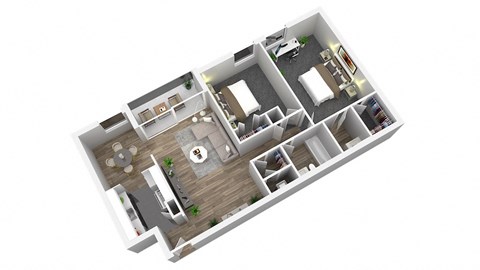 Floor plan for 2 beds, 2 baths, 1139 sqft