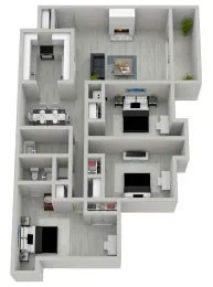 Floor plan for 3 beds, 2 baths, 1450 sqft