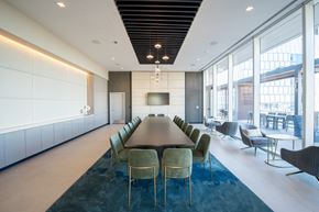 Nashville apartment for rent - A conference room with a long table and chairs.