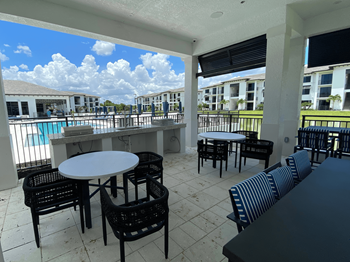 Poolside grill and patio