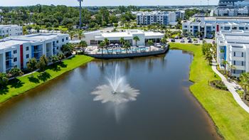 Lake with fountain