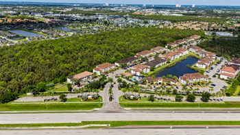 Aerial view of neighborhood