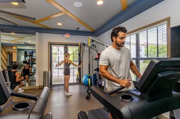 Man working out on treadmill