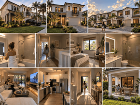 Fort Myers townhouse for rent - A collage of images showcasing various rooms and features of a modern, well-lit house.