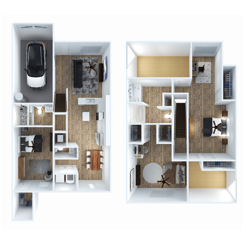 Floor plan for 3 beds, 2.5 baths, 1891 sqft