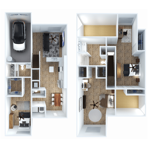 Floor plan for 3 beds, 2.5 baths, 2018 sqft