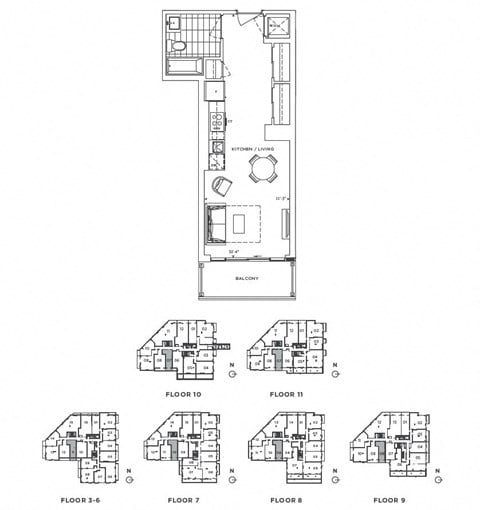 Floor plan for studio, 1 bath, 471 sqft