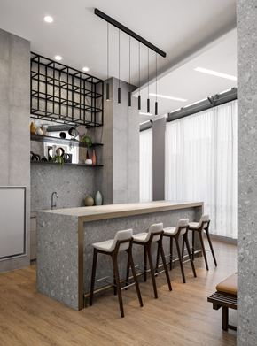 Toronto apartment for rent - a kitchen with a marble counter top and chairs