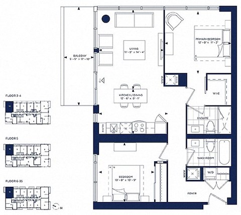 Floor plan for 2 beds, 2 baths, 920 sqft