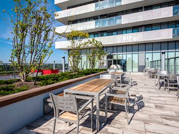 Outdoor terrace with fire pit and barbeques