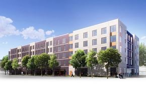 Maywood apartment for rent - a rendering of a building with trees in front of it