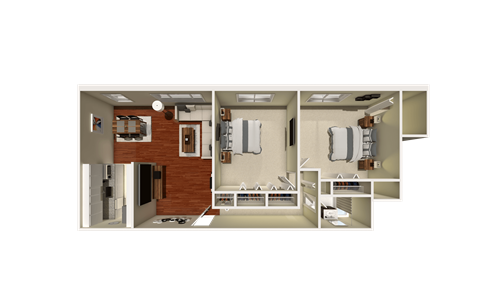 Floor plan for 2 beds, 1 bath, 900 sqft