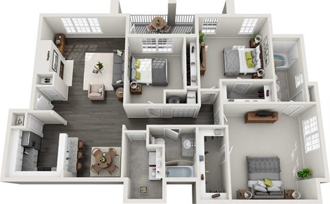 Floor plan for 3 beds, 2 baths, 1530 sqft