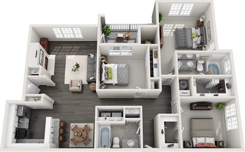 Floor plan for 3 beds, 2 baths, 1508 sqft