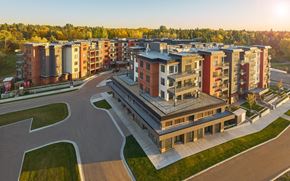 St. Albert apartment for rent - an aerial view of an apartment complex in a city