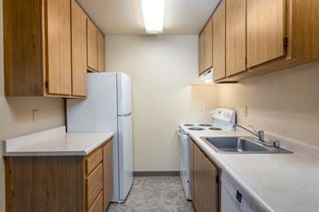 Rohnert Park apartment for rent - the preserve at ballantyne commons apartment kitchen with stove refrigerator and sink