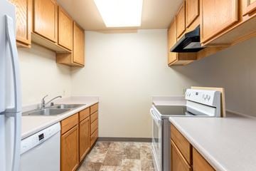 Rohnert Park apartment for rent - the preserve at ballantyne commons apartment kitchen with stove refrigerator and sink