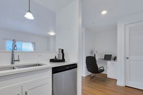Denver apartment for rent - kitchen with view to built in desk