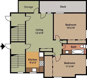 West Warwick apartment for rent - a floor plan of an apartment building with bedrooms and a living room and a kitchen