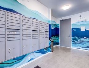 Seattle apartment for rent - the locker room at the spa has a wall of lockers
