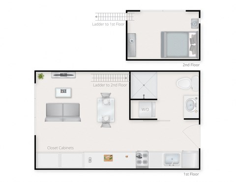 Floor plan for studio, 1 bath, 303 sqft