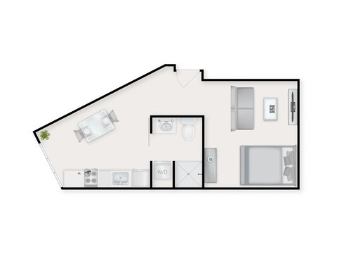 Floor plan for studio, 1 bath, 484 sqft