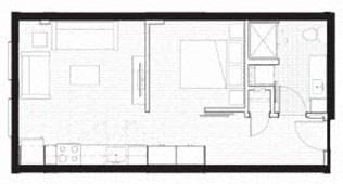 Floor plan for 1 bed, 1 bath, 541 sqft