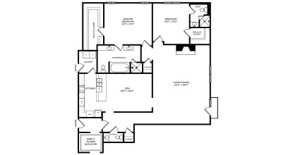 Floor plan for 2 beds, 2.5 baths, 2217 sqft