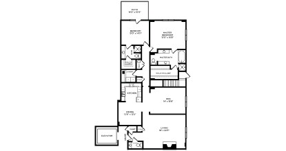 Floor plan for 2 beds, 2.5 baths, 2363 sqft